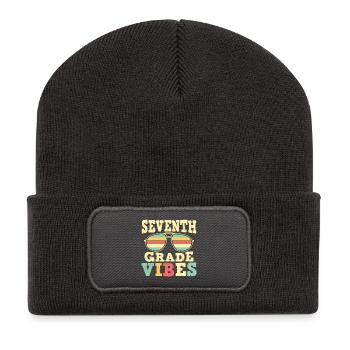 Back To School 7th Grade Vibes First Day - Recycled Patch Beanie - dark grey - Front