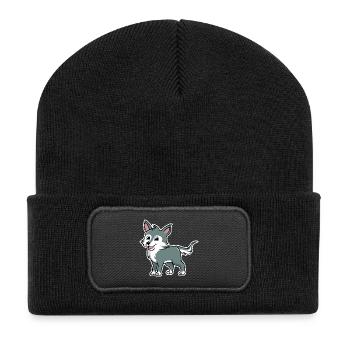 Wolf Cartoon Illustration Kawaii For Kids - Recycled Patch Beanie - black - Front
