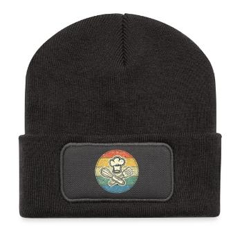 Cool vintage circle for passionate chefs - Recycled Patch Beanie - dark grey - Front