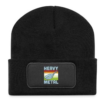 Kochzitat Heavy Metal Iron Frying Pan Cook - Recycelte Patch Beanie - Schwarz - Vorne