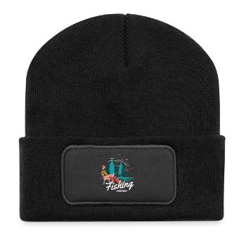 Lustiges Angeln Zitat Angeln jeden Tag - Recycelte Patch Beanie - Schwarz - Vorne