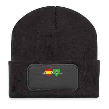 Brésil Espagnol Drapeau Brésilien Cadeau - Beanie recyclé à patch - charbon - Devant