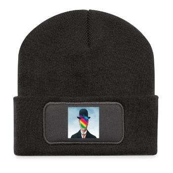 Regenbogen Apfel-Mann - Recycelte Patch Beanie - Dunkelgrau - Vorne