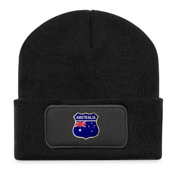 Australien Wappen Flaggen Design - Recycelte Patch Beanie - Schwarz - Vorne