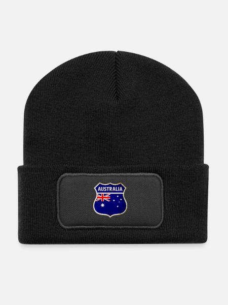 Australien Wappen Flaggen Design - Recycelte Patch Beanie - Schwarz
