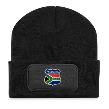Johannesburg South Africa Coat of Arms Flags Design - Recycled Patch Beanie - black - Front