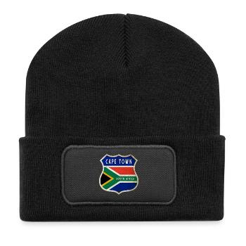 Cape Town South Africa Coat of Arms Flags Design - Recycled Patch Beanie - black - Front