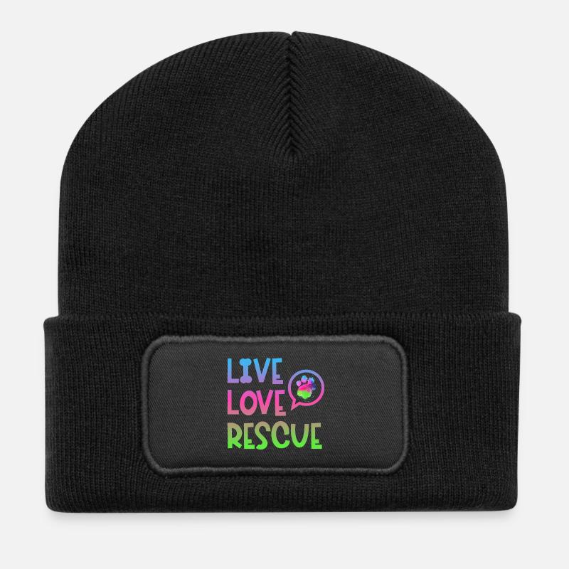 Suchhund Rettungshund Diensthund Pfote - Recycelte Patch Beanie - Schwarz