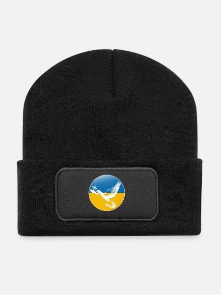 Ukraine Friedenstaube - Recycelte Patch Beanie - Schwarz