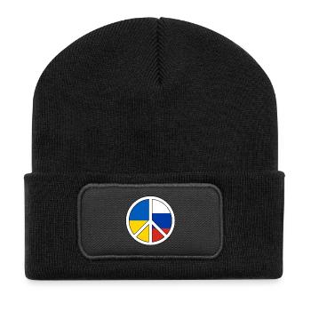 Peace symbol with color block pattern - Recycled Patch Beanie - black - Front