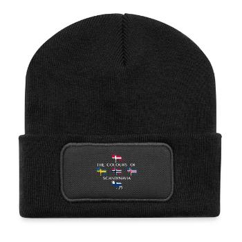 Skandinavien Flaggen Elche Farben Norwegen - Recycelte Patch Beanie - Schwarz - Vorne