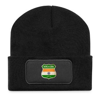 Bengaluru Inde Armoiries Drapeaux Design - Beanie recyclé à patch - noir - Devant