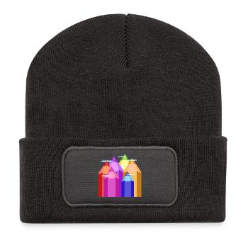 Pics de couleur - Beanie recyclé à patch - charbon - Devant