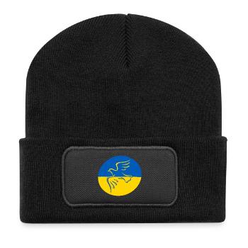 Ukraine Friedenstaube - Recycelte Patch Beanie - Schwarz - Vorne