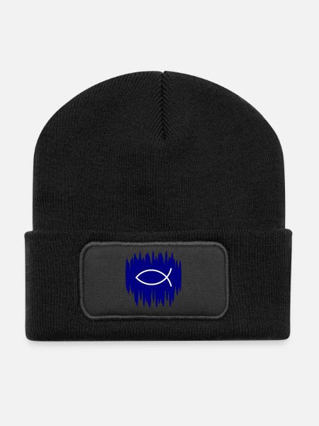 Jesusfisch Ichthys Fisch Fische - Recycelte Patch Beanie - Schwarz