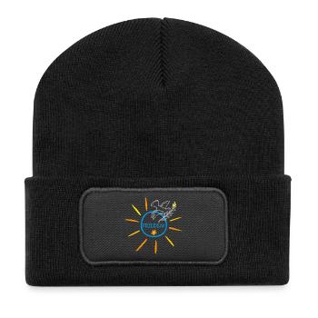 Friedenstaube, Sonne, Frieden, Ukraine - Recycelte Patch Beanie - Schwarz - Vorne