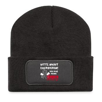 Bitte nicht exorzieren! Ich mag meine Dämonen - Recycelte Patch Beanie - Dunkelgrau - Vorne