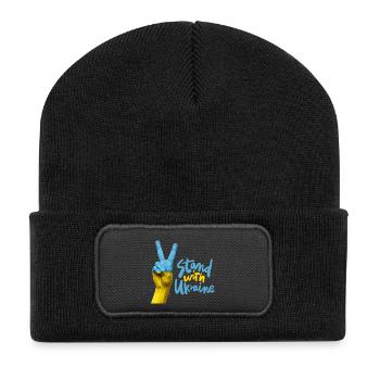 Ukraine Solidarity Show of hands - Recycled Patch Beanie - black - Front