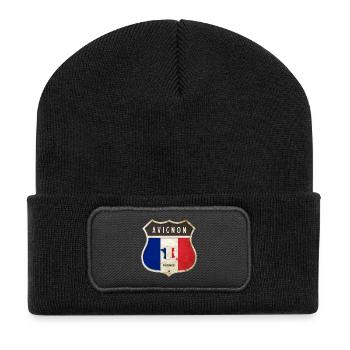 Avignon France Coat of Arms Flags Design - Recycled Patch Beanie - black - Front