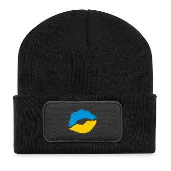 SAVE UKRAINE Ukrainische Flagge - Recycelte Patch Beanie - Schwarz - Vorne