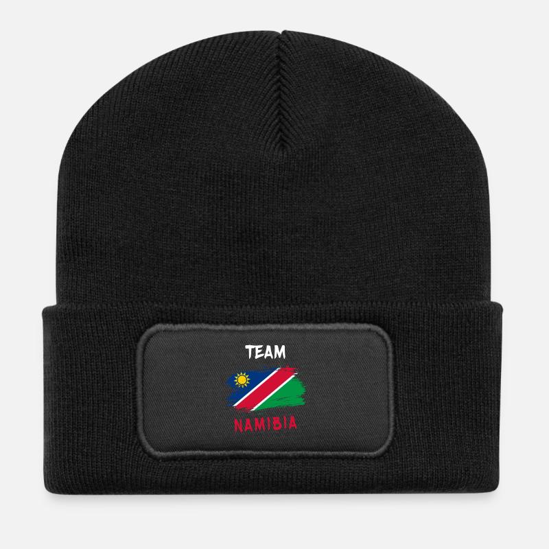 Team Namibia Flaggen Design - Recycelte Patch Beanie - Schwarz