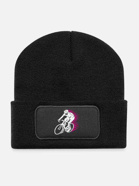 Rennradfahrer Speedlinie - Recycelte Patch Beanie - Schwarz