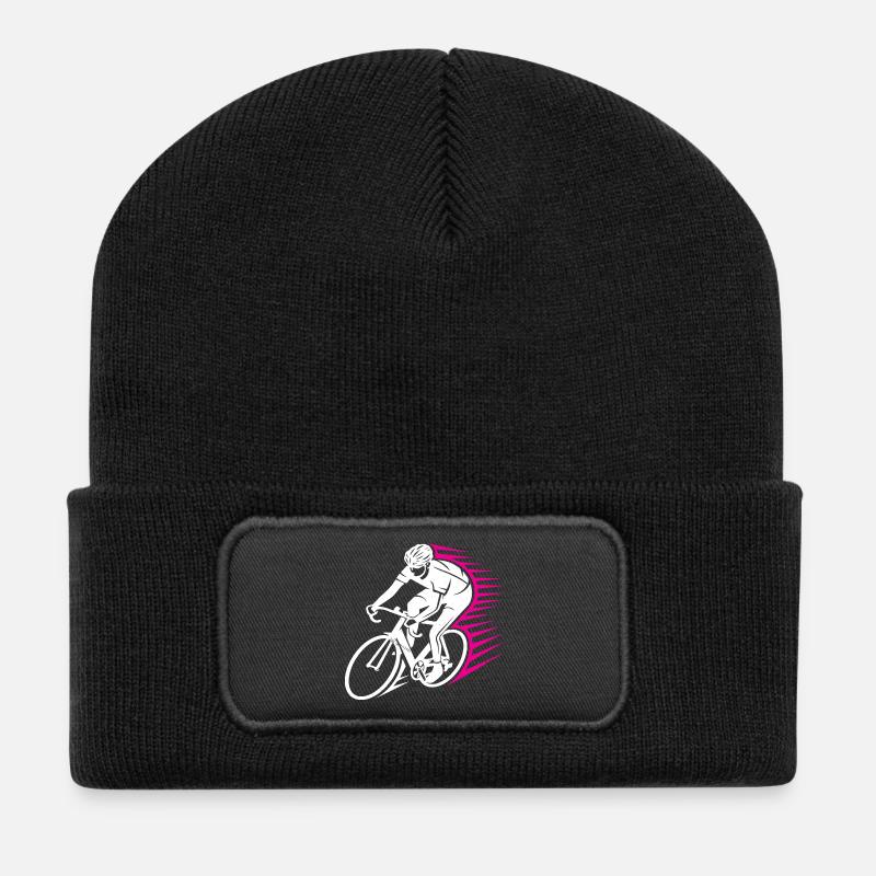 Road Cyclist Speed Line - Recycled Patch Beanie - black