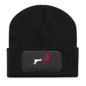 Weltfrieden Herz Frieden Liebe Menschheit - Recycelte Patch Beanie - Schwarz - Vorne