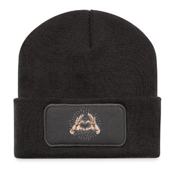 Heart Peace Love Humanity Peace Movement - Recycled Patch Beanie - dark grey - Front