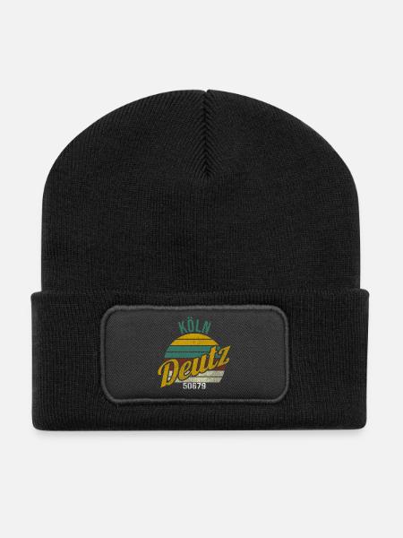 Kölsche Veedel - Köln-Deutz - Recycelte Patch Beanie - Schwarz