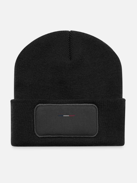 Tricolore en filigrane – Couleurs nationales françaises - Beanie recyclé à patch - noir