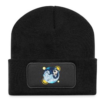 Blue Ink Spirits - Tao Wolves Schatten & Licht 2 - Recycelte Patch Beanie - Schwarz - Vorne