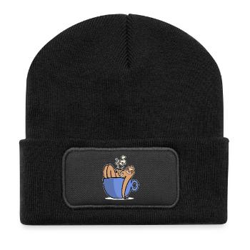 Drôle de paresseux café caféine amateur de café - Beanie recyclé à patch - noir - Devant