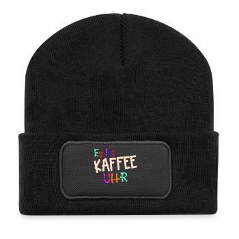 Kaffeeliebhaber Kaffeetrinker Kaffe Statement - Recycelte Patch Beanie - Schwarz - Vorne