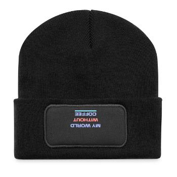 Caféine Café Boisson Déclaration Amateurs de café - Beanie recyclé à patch - noir - Devant
