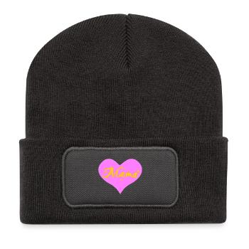 Mama Herzmotiv, mami shirts, Muttertagsgeschenke - Recycelte Patch Beanie - Dunkelgrau - Vorne
