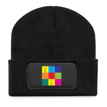 Pop Art Frau Retro Kunst Geschenk - Recycelte Patch Beanie - Schwarz - Vorne