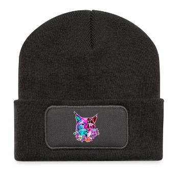 Lynx Cat Summer Colors - Recycled Patch Beanie - dark grey - Front