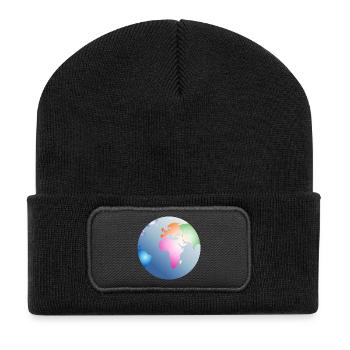 blue planet Earth with colorful continents - Recycled Patch Beanie - black - Front