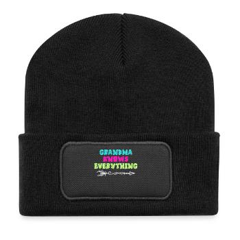 Oma Großmutter Alte Frau Seniorin Statement - Recycelte Patch Beanie - Schwarz - Vorne