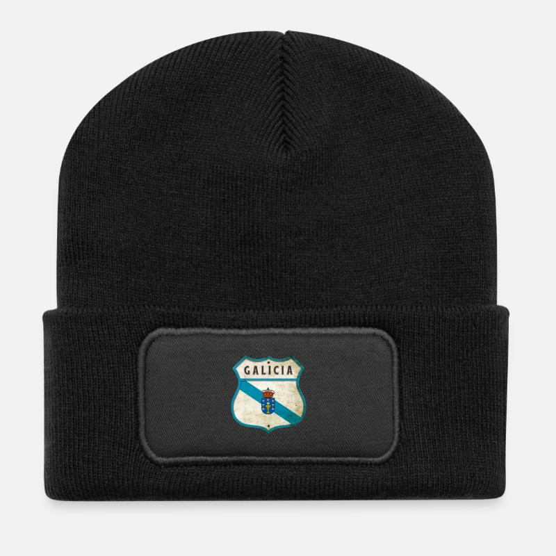 Galicien Wappen Flaggen Design - Recycelte Patch Beanie - Schwarz