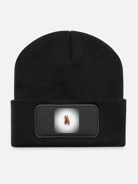 Brown Dachshund - Recycled Patch Beanie - black