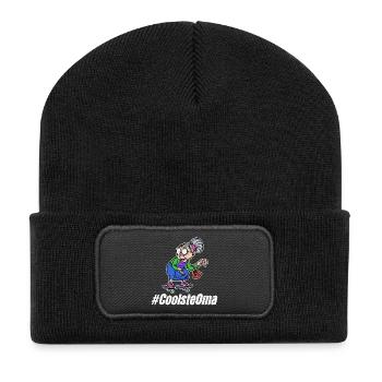 Brille Cool Oma Statement Großmutter Alte Frau - Recycelte Patch Beanie - Schwarz - Vorne
