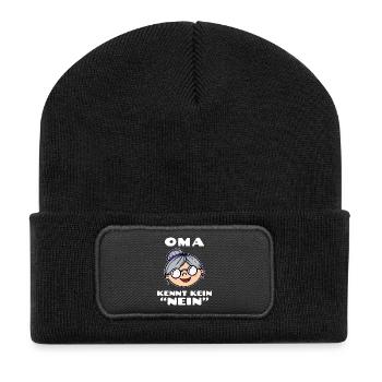 Seniorin Brille Großmutter Oma Alte Frau Statement - Recycelte Patch Beanie - Schwarz - Vorne
