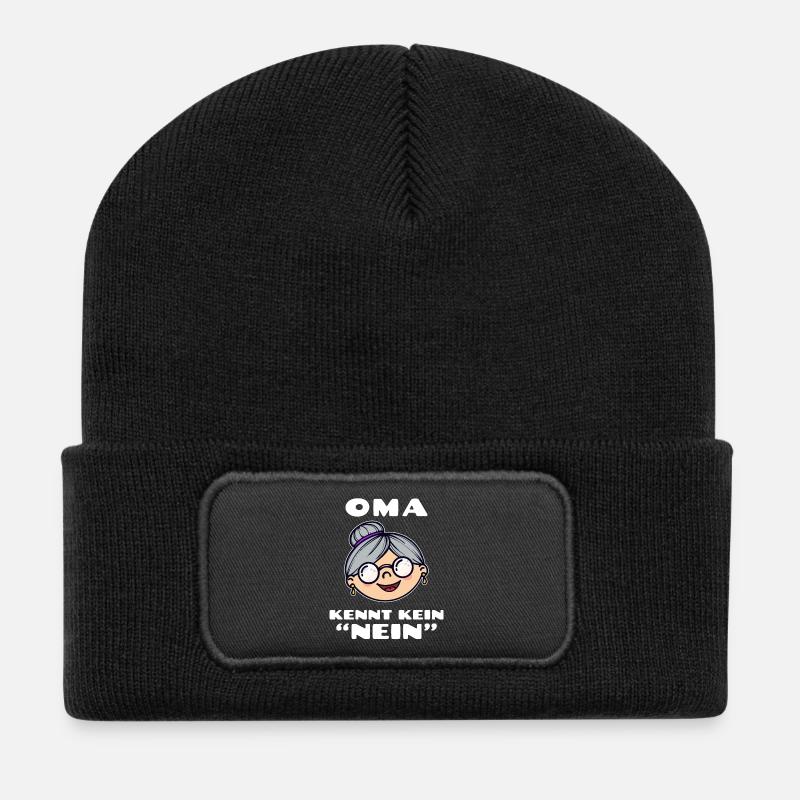 Seniorin Brille Großmutter Oma Alte Frau Statement - Recycelte Patch Beanie - Schwarz