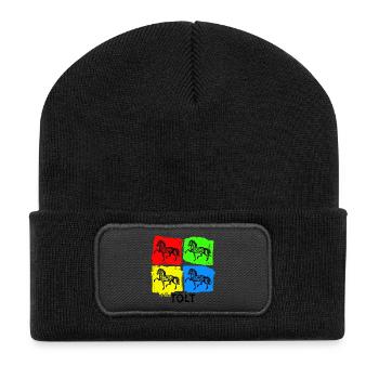 Chevaux Étalon Disant Chevaux Islandais Cheval Amour Tölt - Beanie recyclé à patch - noir - Devant