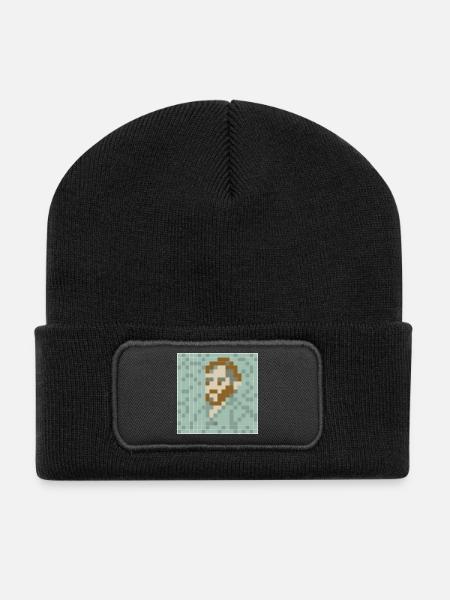 Van Gogh - Self portrait - PixelArt Self-Portrait - Recycled Patch Beanie - black