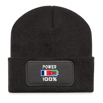 Eritrea und Frankreich sind an der Macht - Recycelte Patch Beanie - Dunkelgrau - Vorne