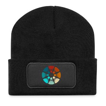 Badminton - Federbälle bunt - Recycelte Patch Beanie - Schwarz - Vorne