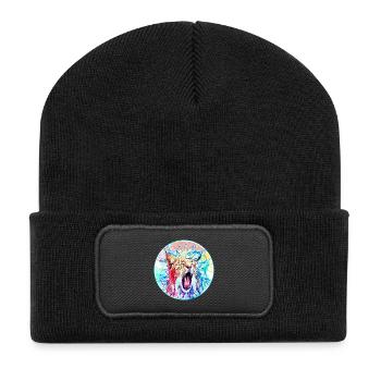 Lynx cat in freedom a wild cat - Recycled Patch Beanie - black - Front